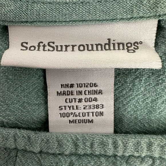 Soft Surroundings Cotton Tunic Blouse Womens Size Medium Pale Aqua - Picture 6 of 7